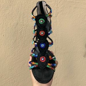 SAM EDELMAN | Black Multi Color Detail Heels